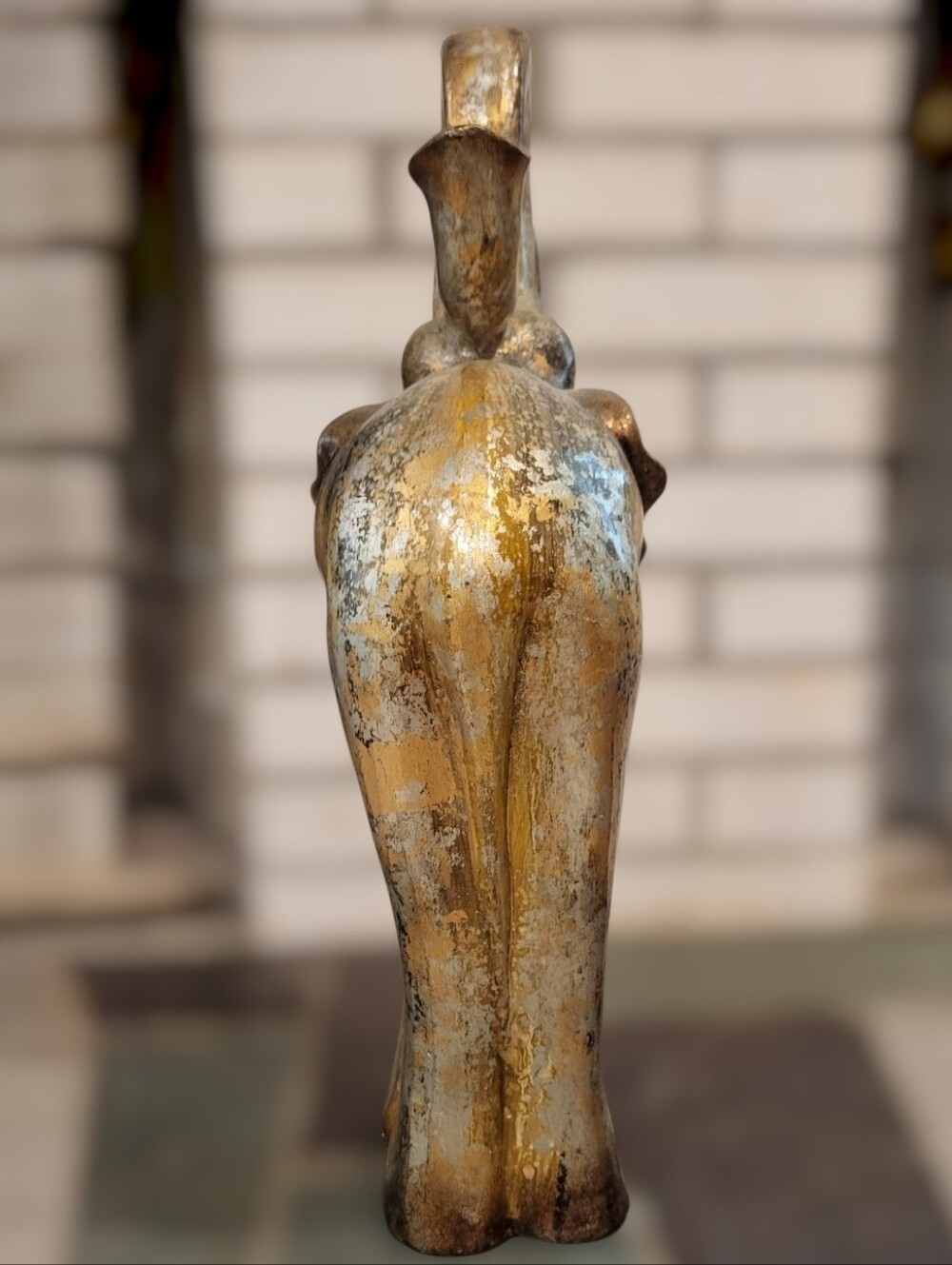 Vintage Distressed Patina Ceramic Trumpeting Elephant Statue. - Picture 9 of 10